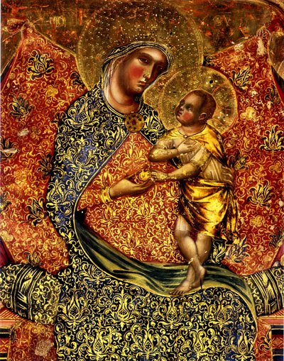 Madone et enfant en trône avec deux anges - Paolo Veneziano