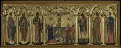 Saint Stratonicus, Saint Hermolaus, Saint Matthieu, Saint Christophe, Sainte Thècle et Saint Abundius, Polyptyque de la Crucifixion avec Saints - Paolo Veneziano
