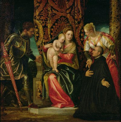 Vierge et Enfant entre Sainte Justine et Saint Georges, avec un moine bénédictin - Paolo Veronese