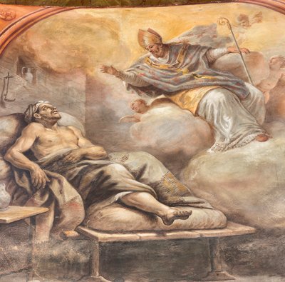 Fresques de Paolo de Matteis datées de 1714 sur la voûte et sur le tambour, représentant la vie du saint, chapelle de San Cataldo dans la cathédrale, Tarente, Italie (photo) - Paolo di Matteis