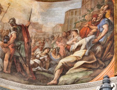 Fresques de Paolo de Matteis datées de 1714 sur la voûte et sur le tambour, représentant la vie du saint, chapelle de San Cataldo dans la cathédrale, Tarente, Italie (photo) - Paolo di Matteis