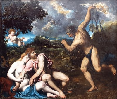 French : Mars et Vénus, surprises par Vulcain Mars and Venus, surprised by Vulcan - Paris Bordone