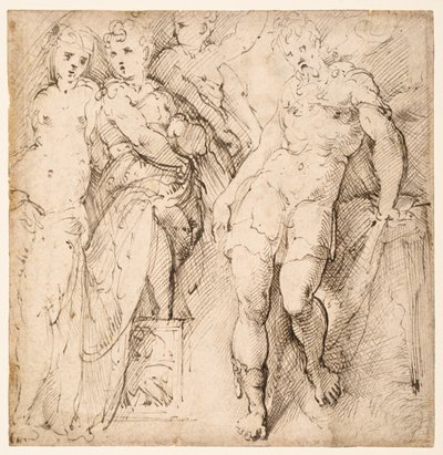 Quatre études de figures (recto) - Parmigianino