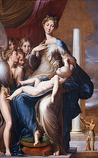 Madone et enfant avec anges Madone au long cou, entre 1534 et 1540 - Parmigianino