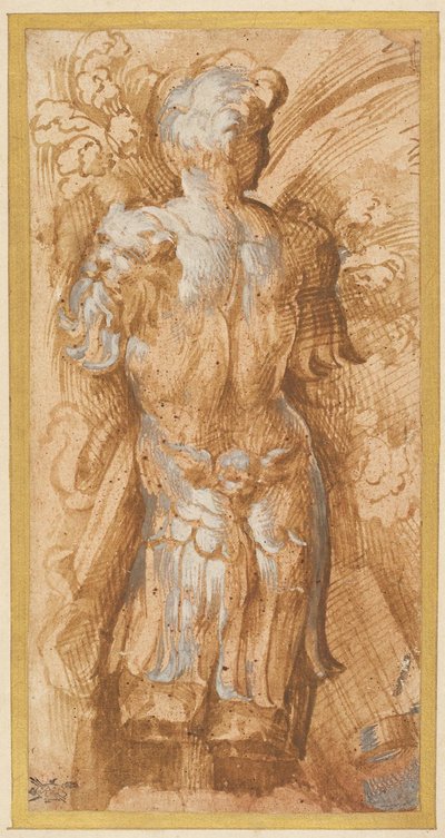 Torse masculin en armure vu de dos : étude pour la décoration du soffite à San Giovanni Evangelista - Parmigianino