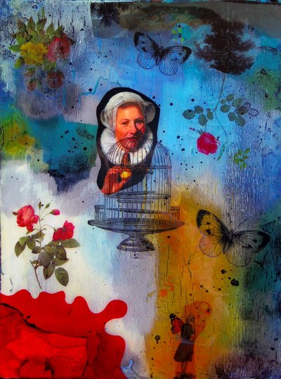 Femme vintage et papillons - Pascal Bouchet-Spiegel