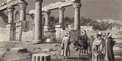 Un temple en ruine en Egypte (gouache sur papier) - Pat (1907-95) Nicolle
