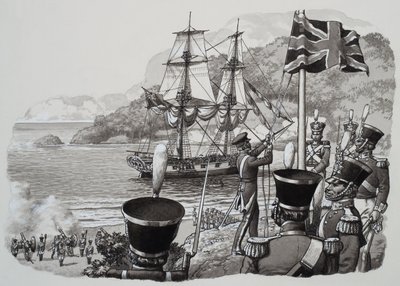 Arrivée en Australie occidentale le 21 janvier 1827 (gouache sur papier) - Pat (1907-95) Nicolle