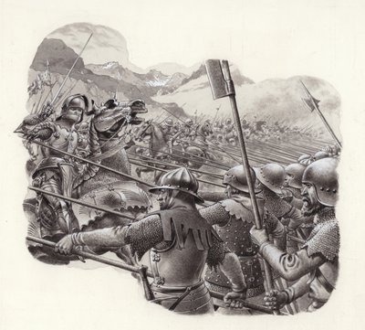 Infanterie suisse au XVe siècle (gouache sur papier) - Pat (1907-95) Nicolle
