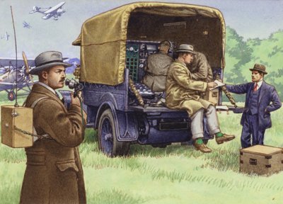 Les débuts de la radiodiffusion extérieure pour la BBC (gouache sur papier) - Pat (1907-95) Nicolle