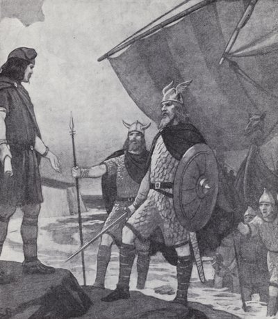 Frères Hengist et Horsa arrivant à Ebbsfleet, île de Thanet, Kent, lors de l