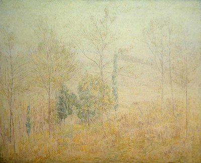 Paysage toscan au début du printemps avec des peupliers verts - Paul Baum