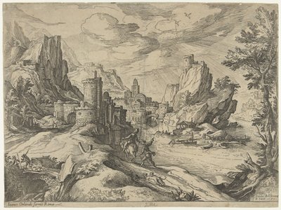 Côte rocheuse en Campanie avec ville et voyageurs - Paul Bril