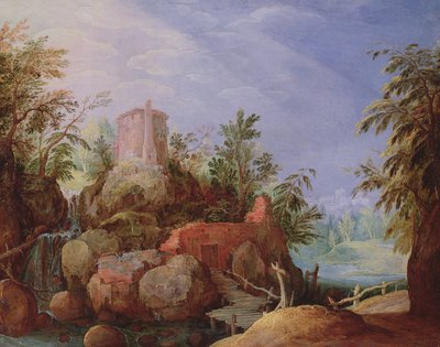 Paysage fantastique avec une cascade et un pont - Paul Bril