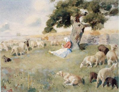 Berger avec un Troupeau de Moutons - Paul Burman