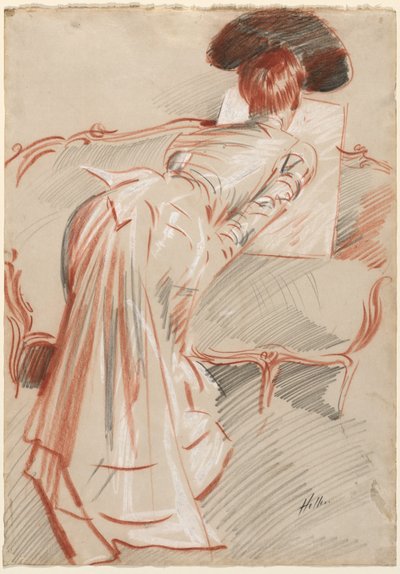 Femme (Possiblement Madame Alice Hellu) regardant un dessin, c. 1895 - Paul Cesar Helleu