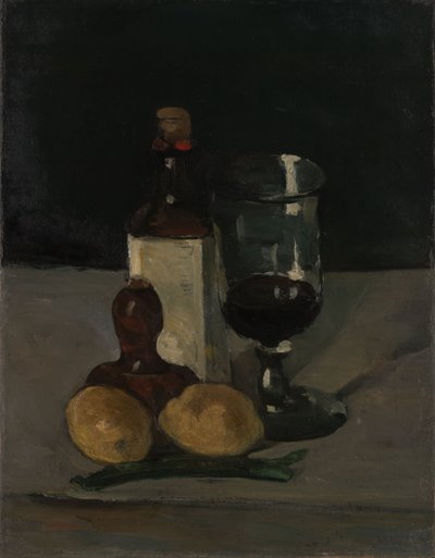 Nature morte à la bouteille, au verre et aux citrons - Paul Cézanne