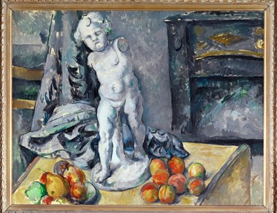 Nature morte avec statuette (huile sur toile) - Paul Cezanne
