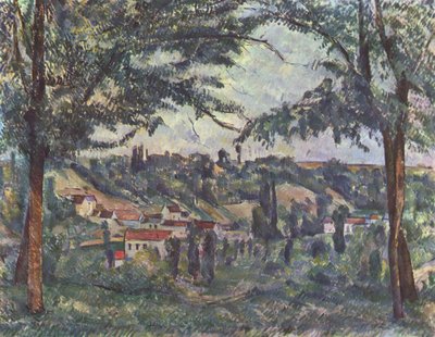 Le Hameau des Pâtis à Pontoise, encadré par des arbres - Paul Cézanne