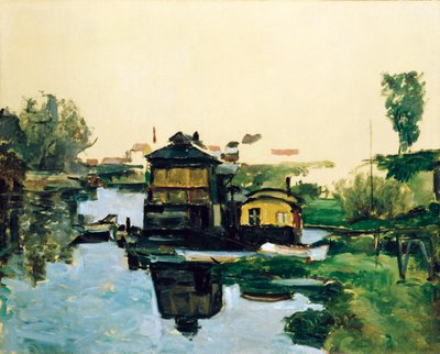 Maisons flottantes sur un fleuve - Paul Cézanne