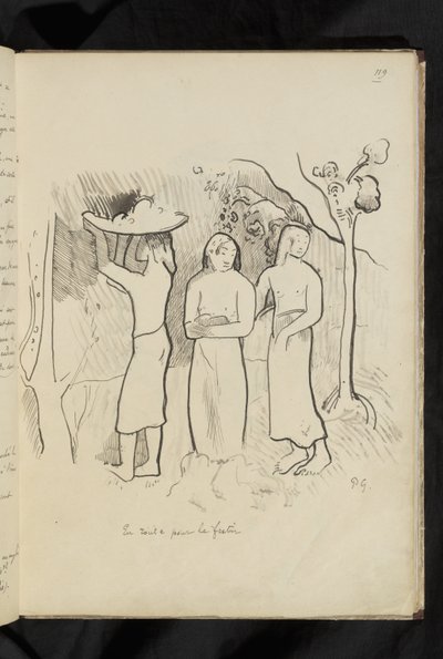 Avant et après - dessin "En route pour le festin" - Paul Gauguin