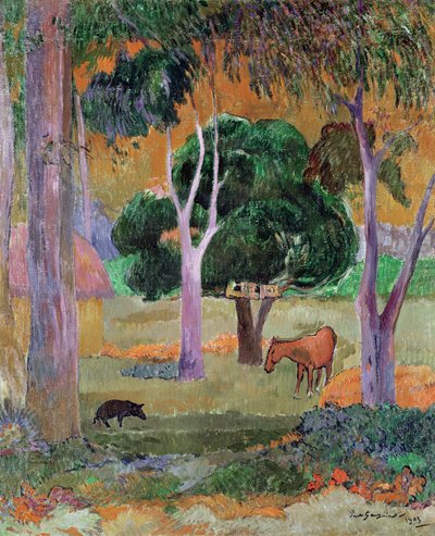 Paysage dominicain ou, Paysage avec un cochon et un cheval, 1903 - Paul Gauguin