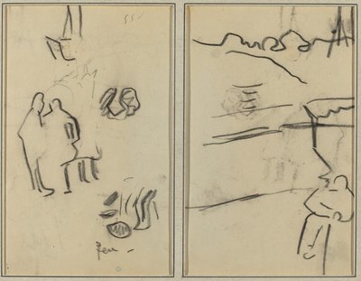 Groupe de formes humaines; Un homme assis [recto] - Paul Gauguin