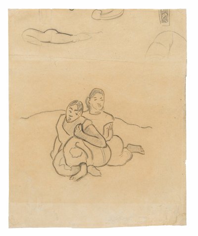Femmes tahitiennes assises (lié à la peinture Nafea faa ipoipo [Quand te maries-tu?]) et autres croquis - Paul Gauguin