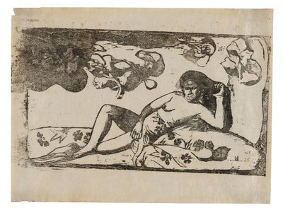 Te arii vahine-opoi (Femme aux mangues fatiguées), de la Suite de gravures sur bois tardives - Paul Gauguin