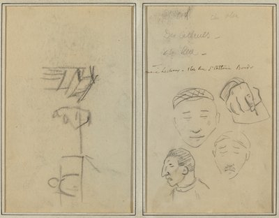 Deux figures et un banc; Trois études de têtes d