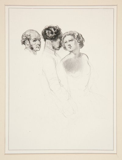 Étude de figure; Groupe de trois figures - Paul Gavarni