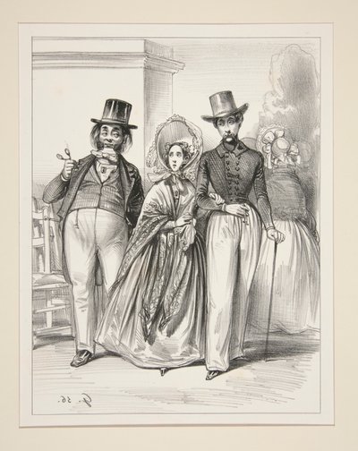 La Leçon au mari. Charles! Charles!! ne lorgnez donc pas ainsi toutes les femmes! - Paul Gavarni