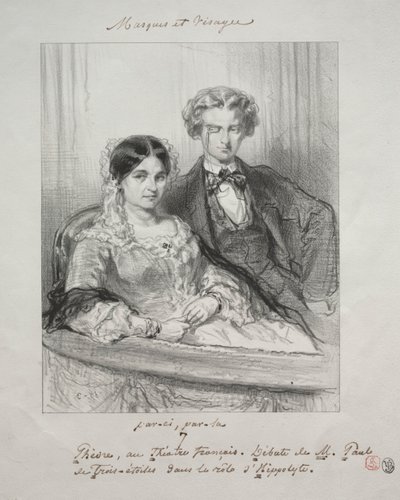 Masques et visages : Paric, par-là : Phèdre au Théâtre-Français..., 1857-1858 - Paul Gavarni