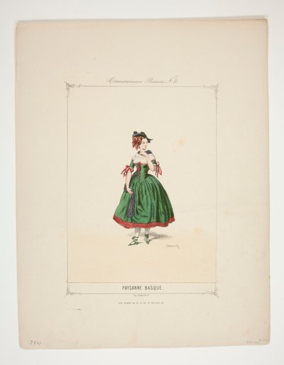 Paysanne Basque. Chapeau de velours garni de houppes de chenille. - Paul Gavarni