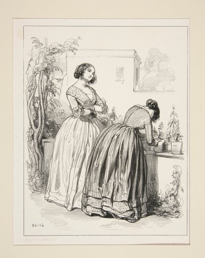 Robe en organdi, fichu plat, manchettes et falbalas - Paul Gavarni