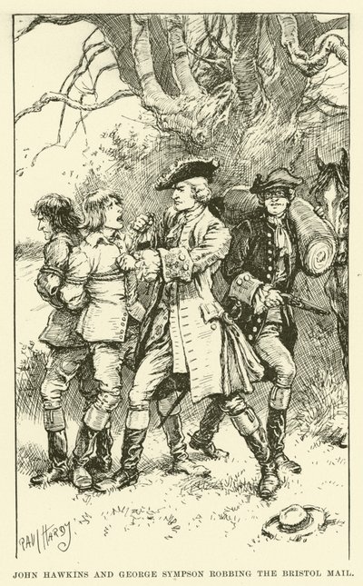 John Hawkins et George Sympson Volant le Courrier de Bristol (gravure) - Paul Hardy