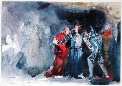 Le fantôme du roi apparaissant à Hamlet, scène de l