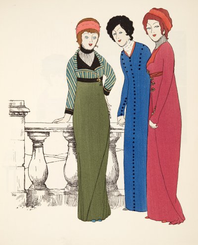 Trois manteaux de soirée empire de Les Robes de Paul Poiret pub. 1908 - Paul Iribe