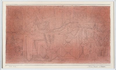 Temples sur la falaise avec des sapins - Paul Klee