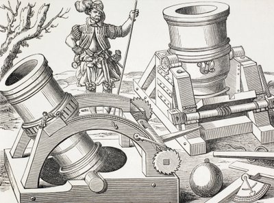 Mortiers du 16e siècle sur des chariots mobiles. - Paul Lacroix