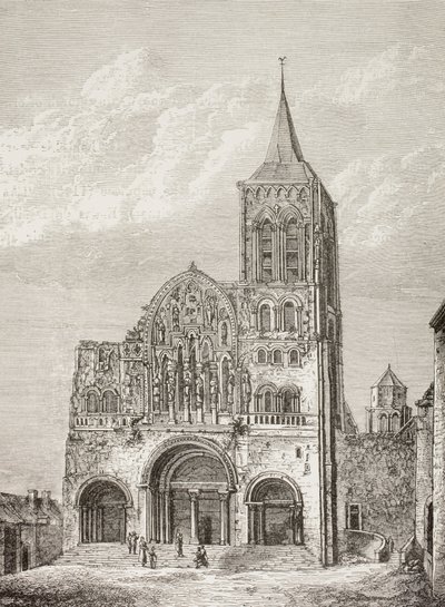 Église abbatiale de la Madeleine, Vézelay, France, où saint Bernard a prêché la deuxième croisade en 1146. - Paul Lacroix