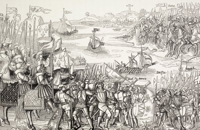 Débarquement des croisés à Damiette, en Égypte, en 1249, lors de la septième croisade. - Paul Lacroix