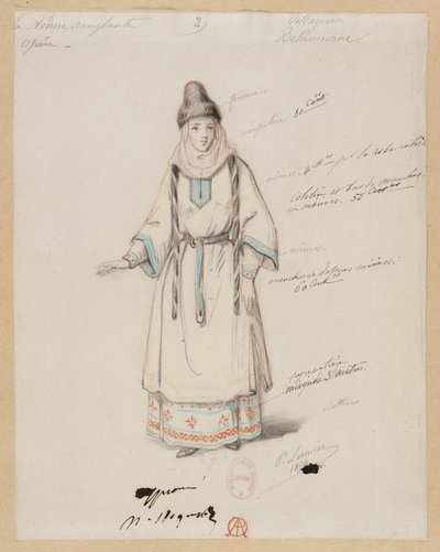 Gounod - La nonne sanglante - Quatre maquettes de costumes par Paul Lormier - 2. Villageoise bohémienne - Paul Lormier