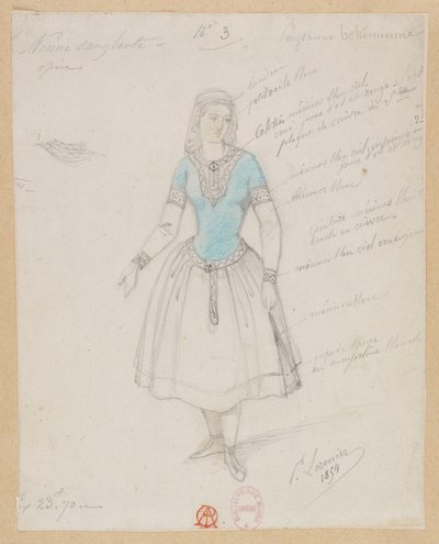 Gounod - La nonne sanglante - Quatre maquettes de costumes par Paul Lormier - 3. Paysanne bohémienne - Paul Lormier