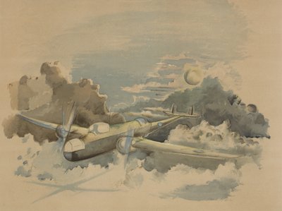 Voyage au clair de lune, Hampden vole au-dessus des nuages - Paul Nash