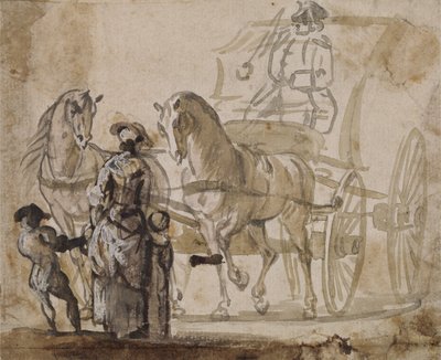 Une voiture et une paire, avec cocher - Paul Sandby