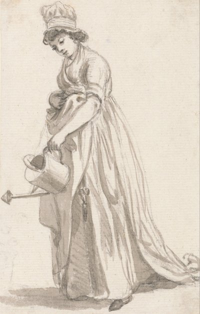 Une fille avec un arrosoir face à gauche - Sarah Hough, nourrice de Mme T.P. Sandby - Paul Sandby