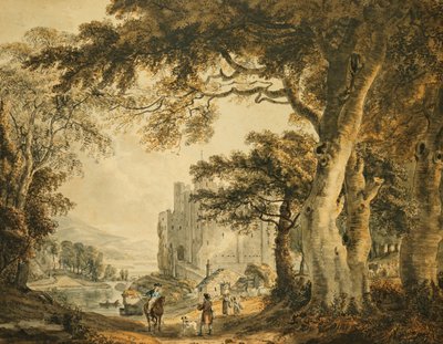 Figures sur une allée devant le château de Rochester - Paul Sandby