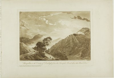 Llangollin dans le comté de Denbigh, depuis la route à péage au-dessus de la rivière Dee - Paul Sandby