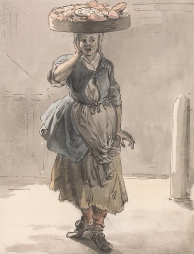 Les cris de Londres - Une fille avec un panier sur la tête (Lumières pour les chats, foie pour les chiens) - Paul Sandby